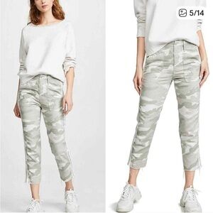 MOTHER camo shaker crop pant frayed white stripe size 28